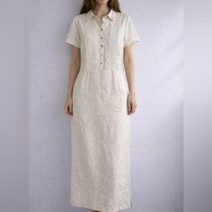Vintage Linen Cottagecore Maxi Dress